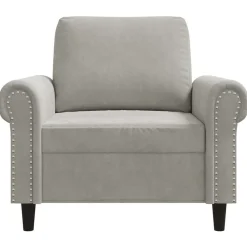 vidaXL Sillón de terciopelo 60 cm Gris claro Discount