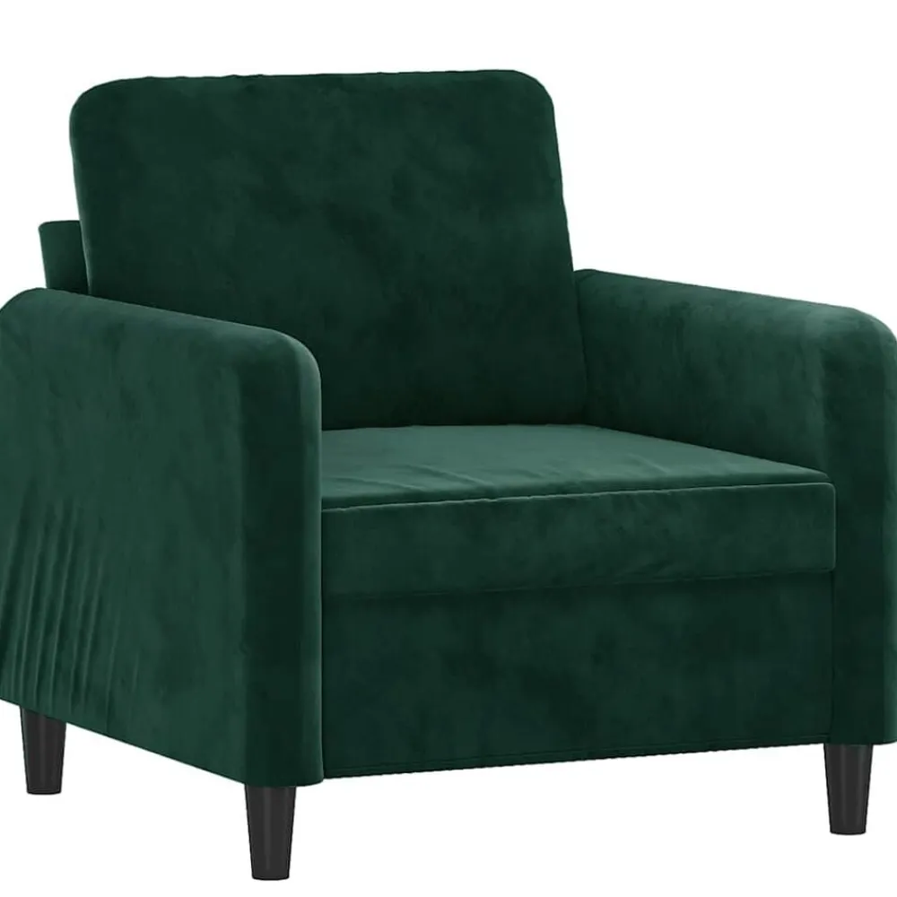 vidaXL Sillón de terciopelo 60 cm Verde oscuro Sale