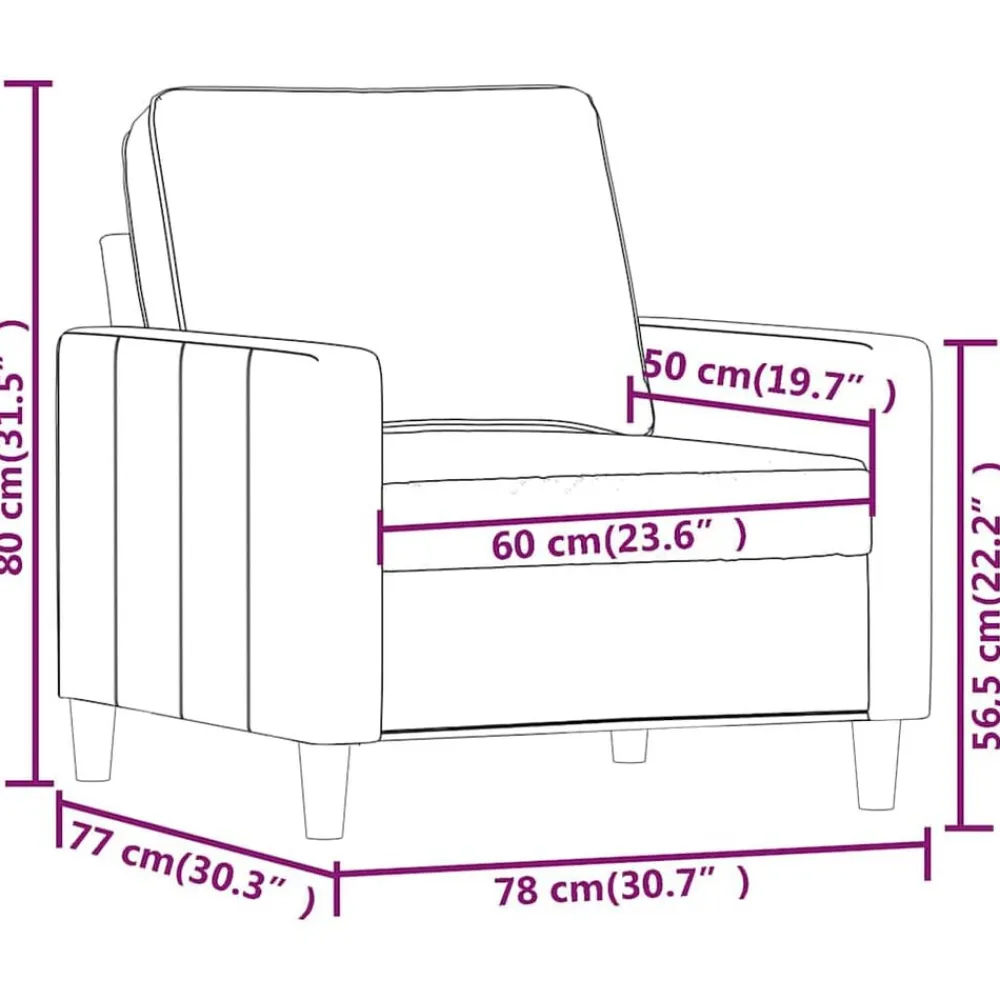 vidaXL Sofás-Sillón de terciopelo 60 cm