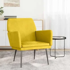 vidaXL Sillón de terciopelo 62x79x79 cm Amarillo Clearance