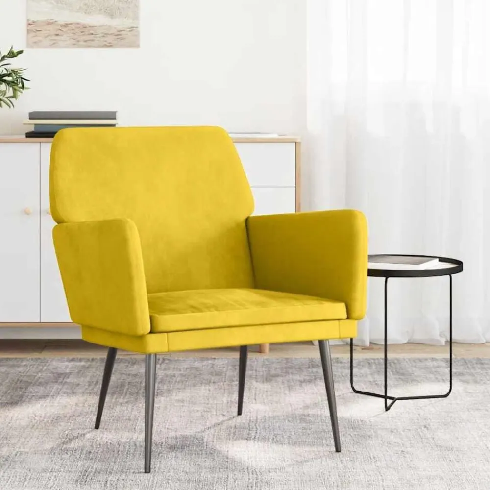 vidaXL Sillón de terciopelo 62x79x79 cm Amarillo Clearance