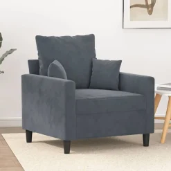 vidaXL Sillón de terciopelo 60 cm Gris oscuro Sale