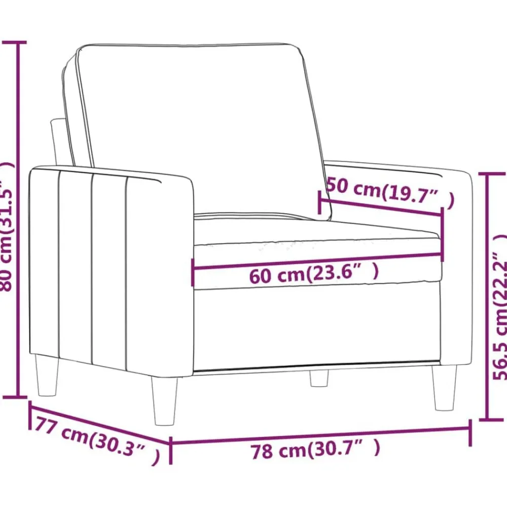 vidaXL Sofás-Sillón de terciopelo color 60 cm