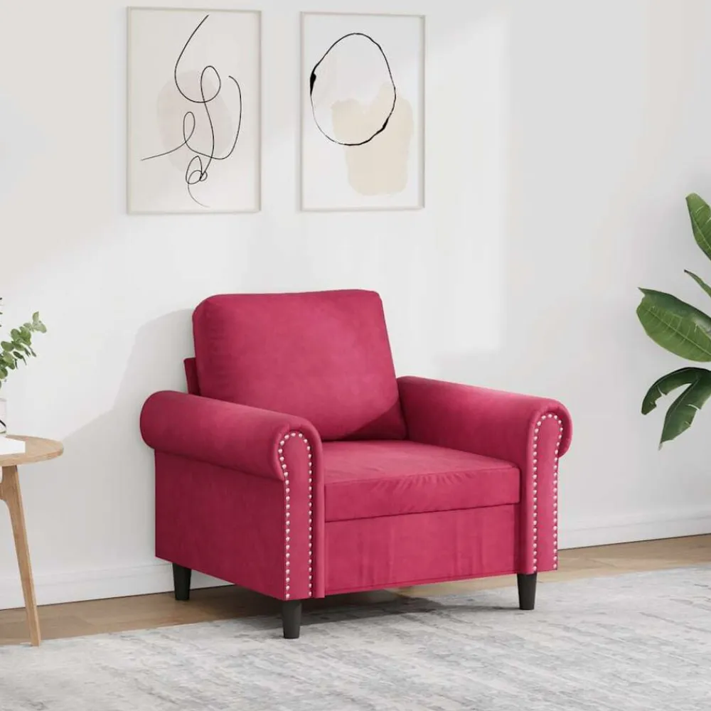 vidaXL Sillón de terciopelo rojo tinto 60 cm Rojo vino tinto Online