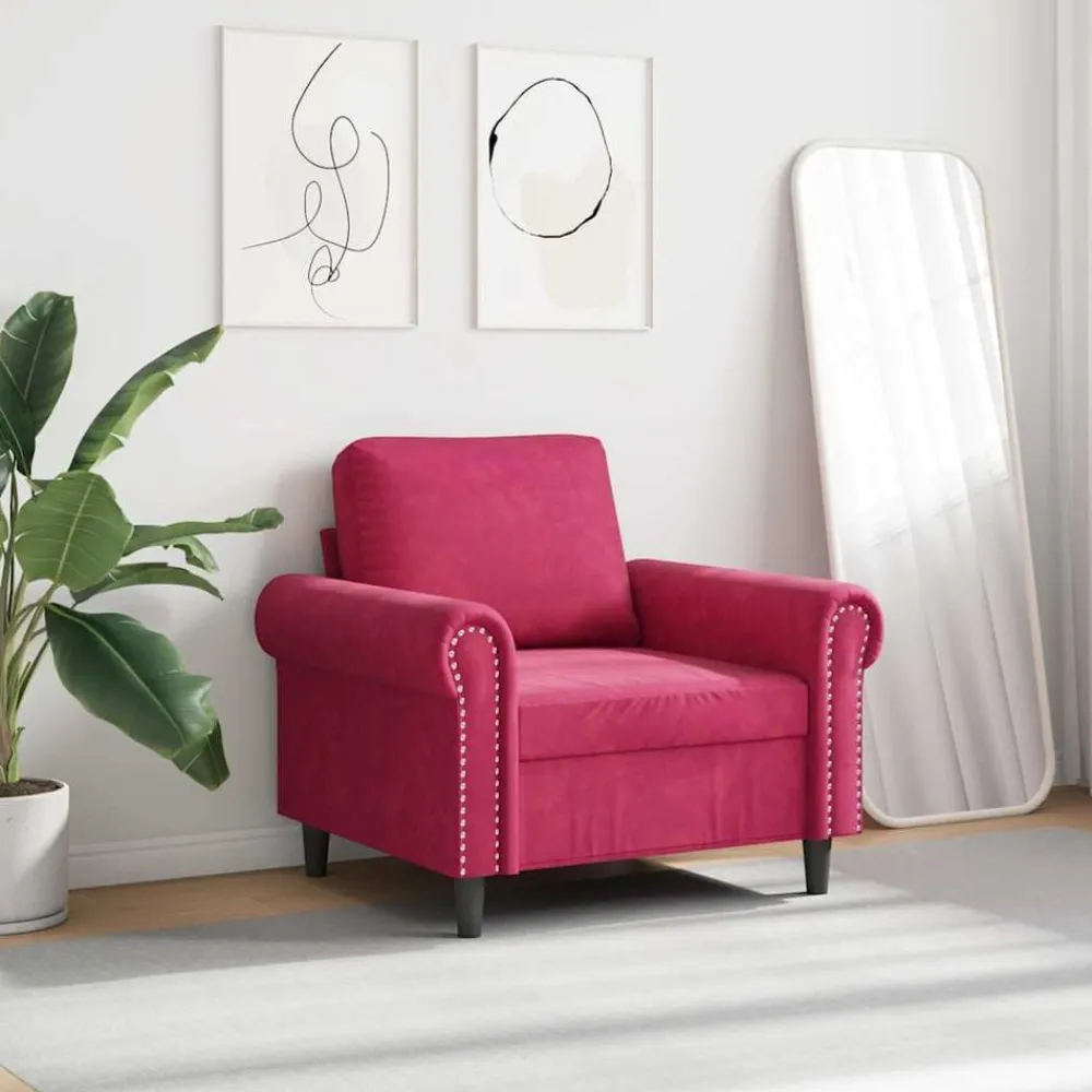 vidaXL Sillón de terciopelo rojo tinto 60 cm Rojo vino tinto Online