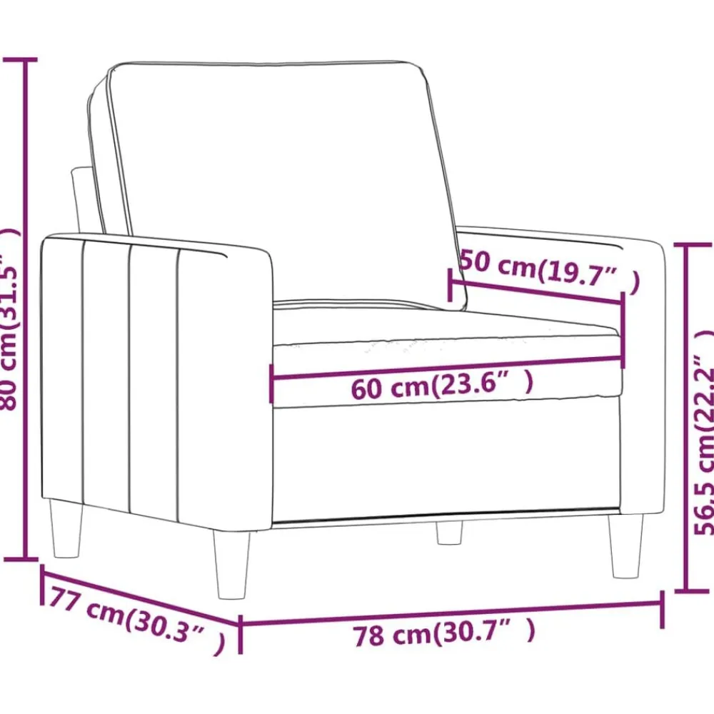 vidaXL Sofás-Sillón de terciopelo 60 cm