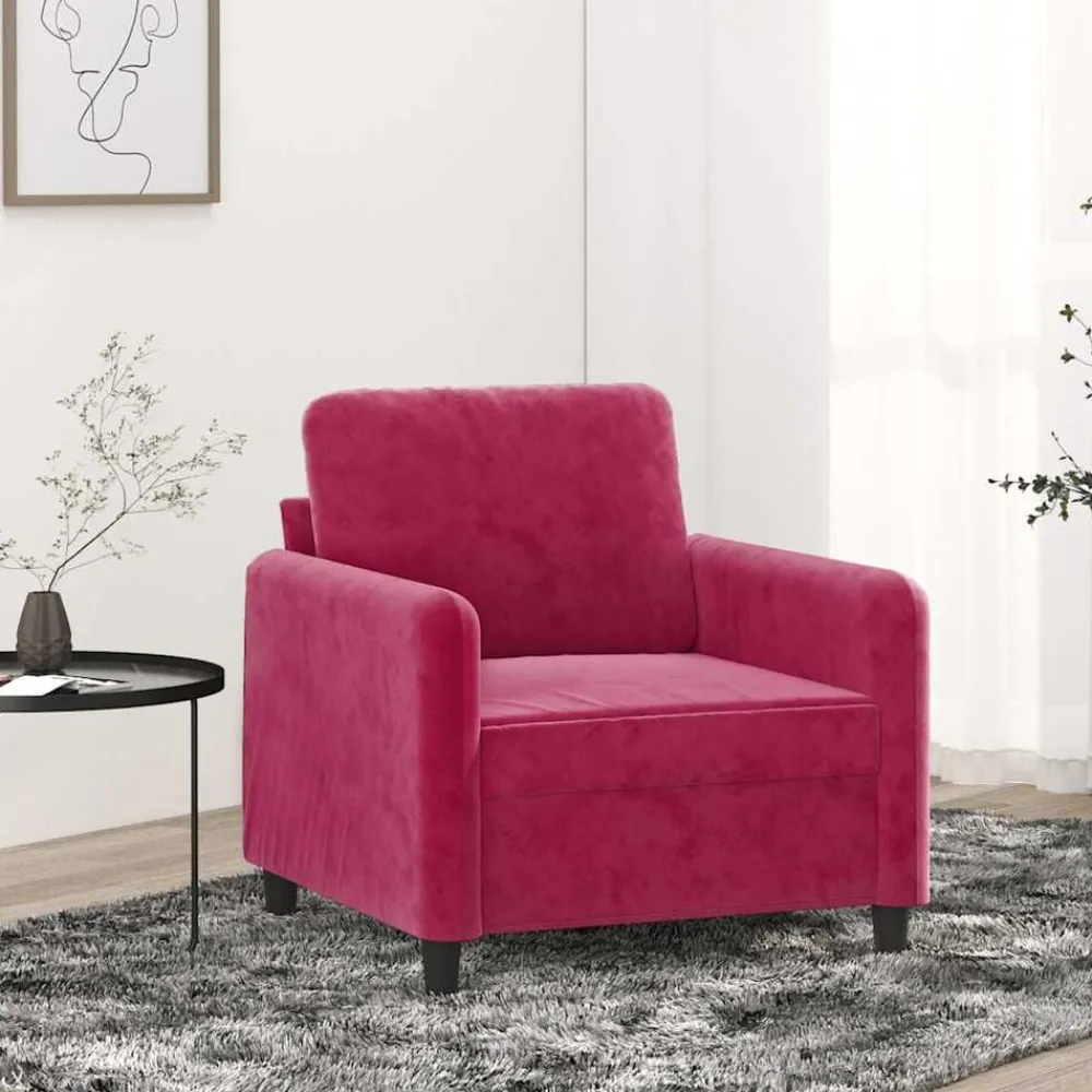 vidaXL Sillón de terciopelo rojo tinto 60 cm Rojo vino tinto Online
