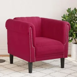 vidaXL Sillón de terciopelo rojo tinto Rojo vino tinto