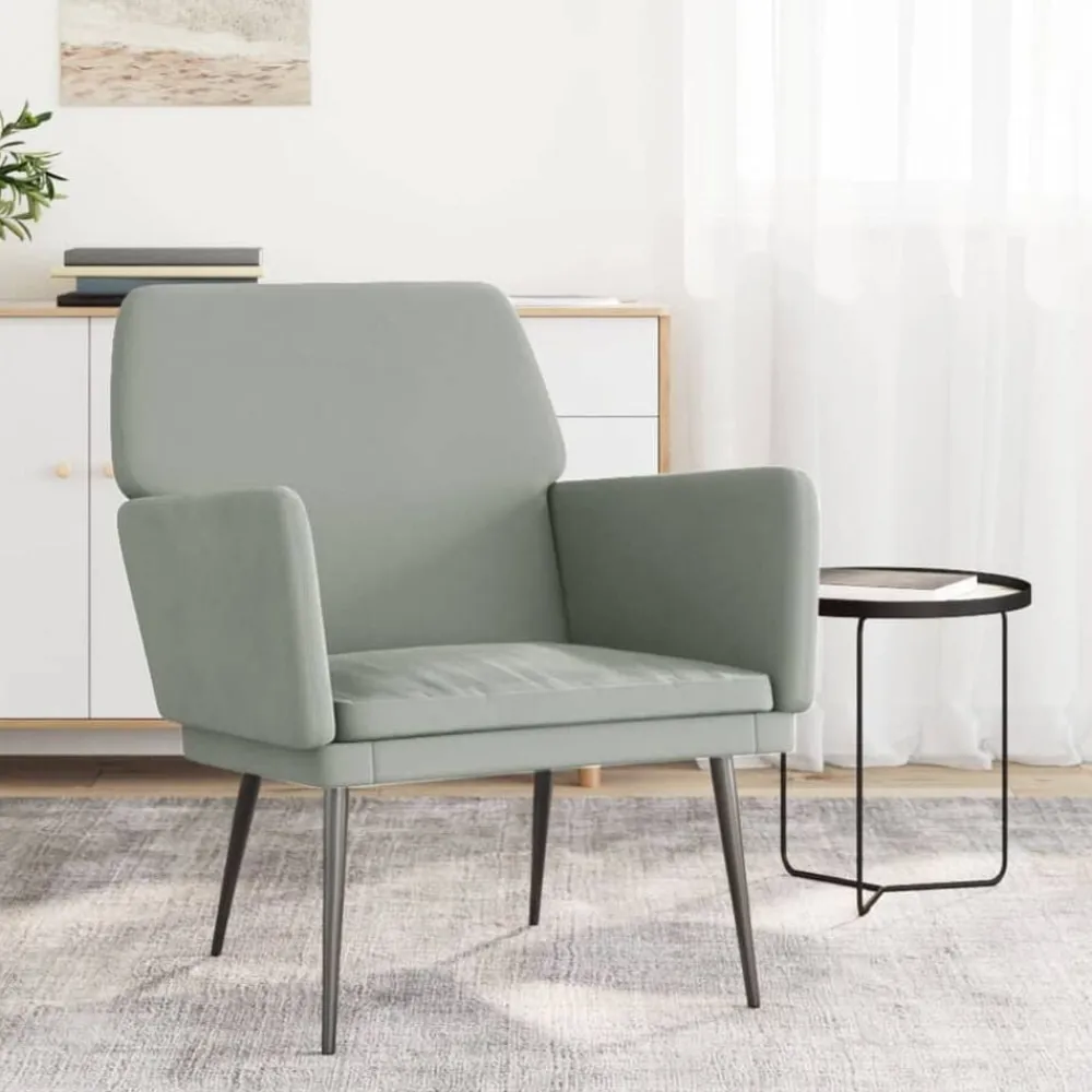 vidaXL Sillón de terciopelo 62x79x79 cm Gris claro