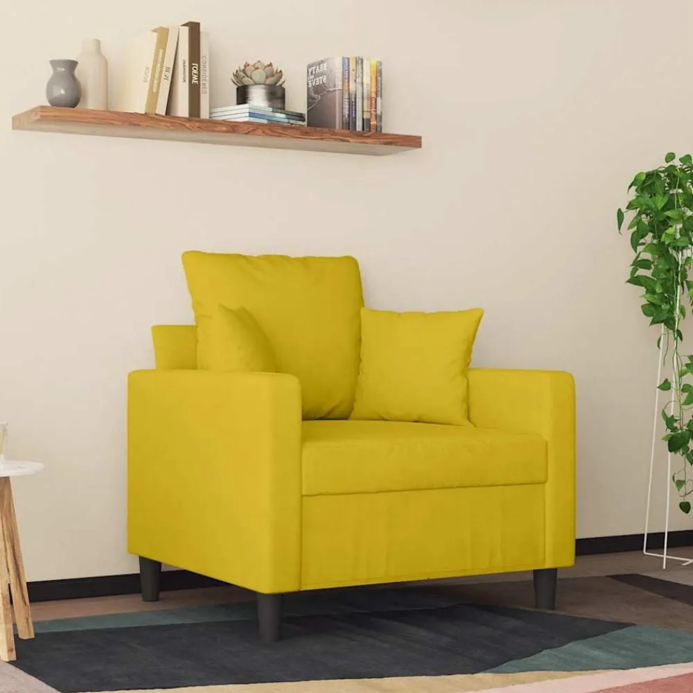 vidaXL Sillón de terciopelo 60 cm Amarillo Clearance