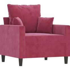 vidaXL Sofás-Sillón de terciopelo rojo tinto 60 cm