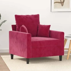 vidaXL Sofás-Sillón de terciopelo rojo tinto 60 cm