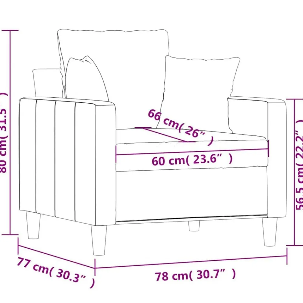 vidaXL Sofás-Sillón de terciopelo rojo tinto 60 cm