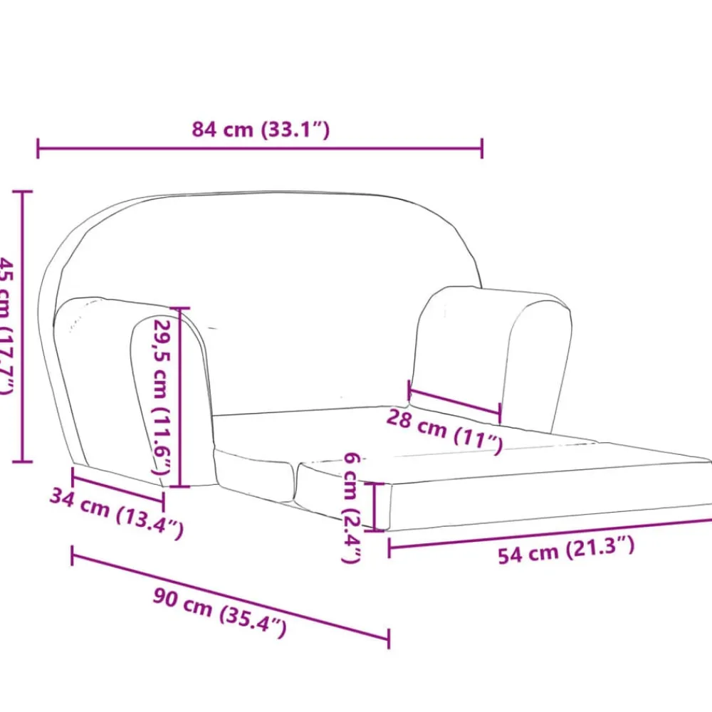 Niños vidaXL Mobiliario Para Bebés Y Niños Pequeños-Sillón desplegable para niños