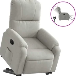 vidaXL Sillón eléctrico reclinable elevable tela microfibra Gris claro
