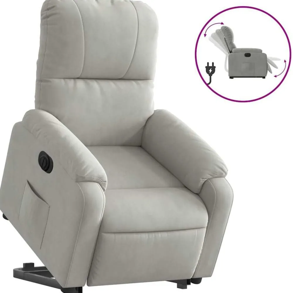 vidaXL Sillón eléctrico reclinable elevable tela microfibra Gris claro