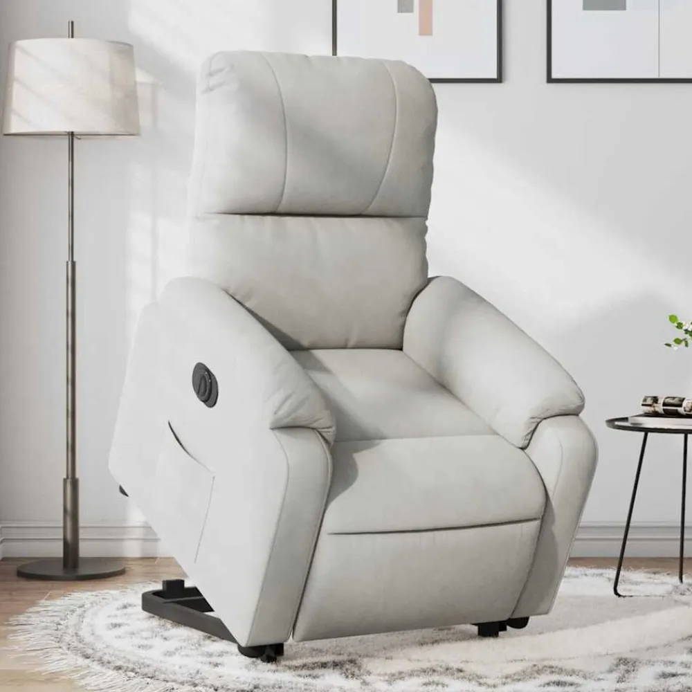 vidaXL Sillón eléctrico reclinable elevable tela microfibra Gris claro
