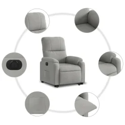 vidaXL Sillón eléctrico reclinable elevable tela microfibra Gris claro