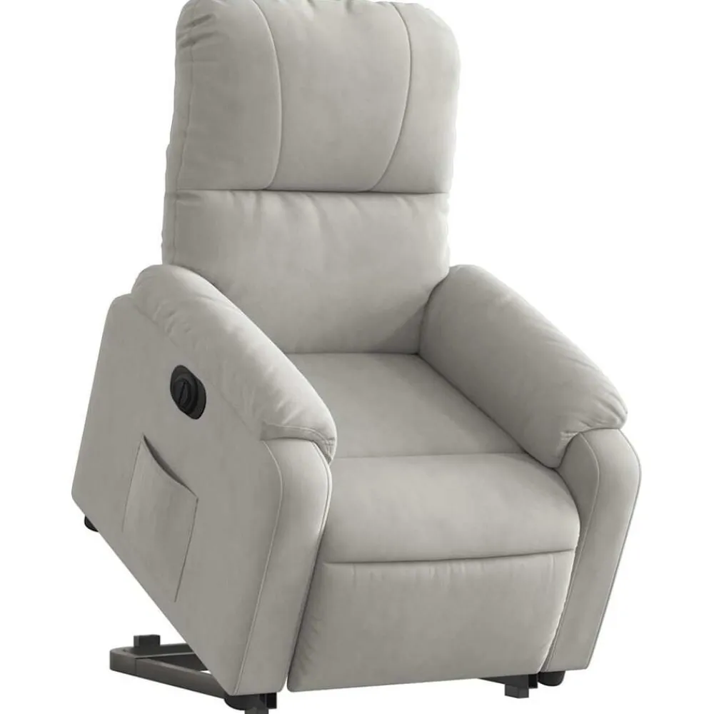 vidaXL Sillón eléctrico reclinable elevable tela microfibra Gris claro