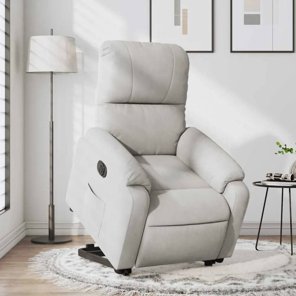 vidaXL Sillón eléctrico reclinable elevable tela microfibra Gris claro