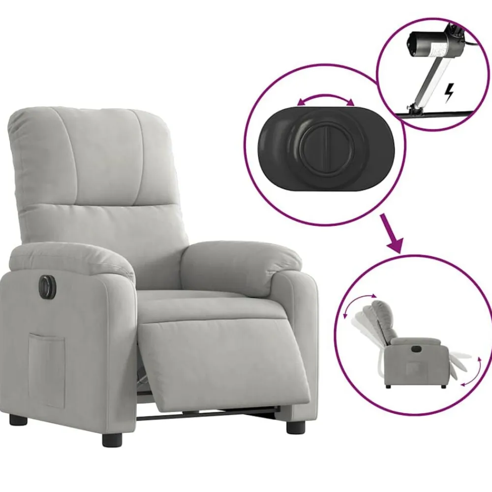 vidaXL Sillón eléctrico reclinable elevable tela microfibra Gris claro