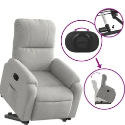 vidaXL Sillón eléctrico reclinable elevable tela microfibra Gris claro