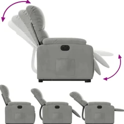vidaXL Sillón eléctrico reclinable elevable tela microfibra Gris claro