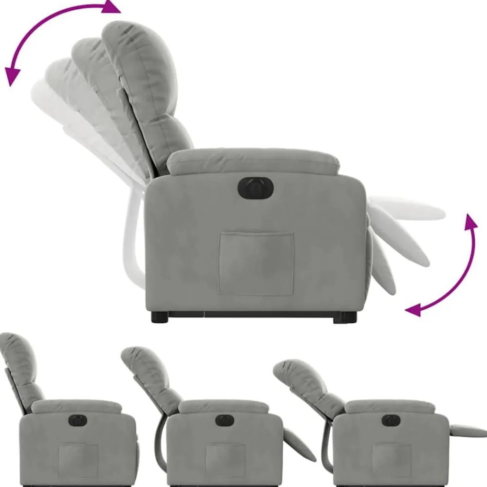 vidaXL Sillón eléctrico reclinable elevable tela microfibra Gris claro
