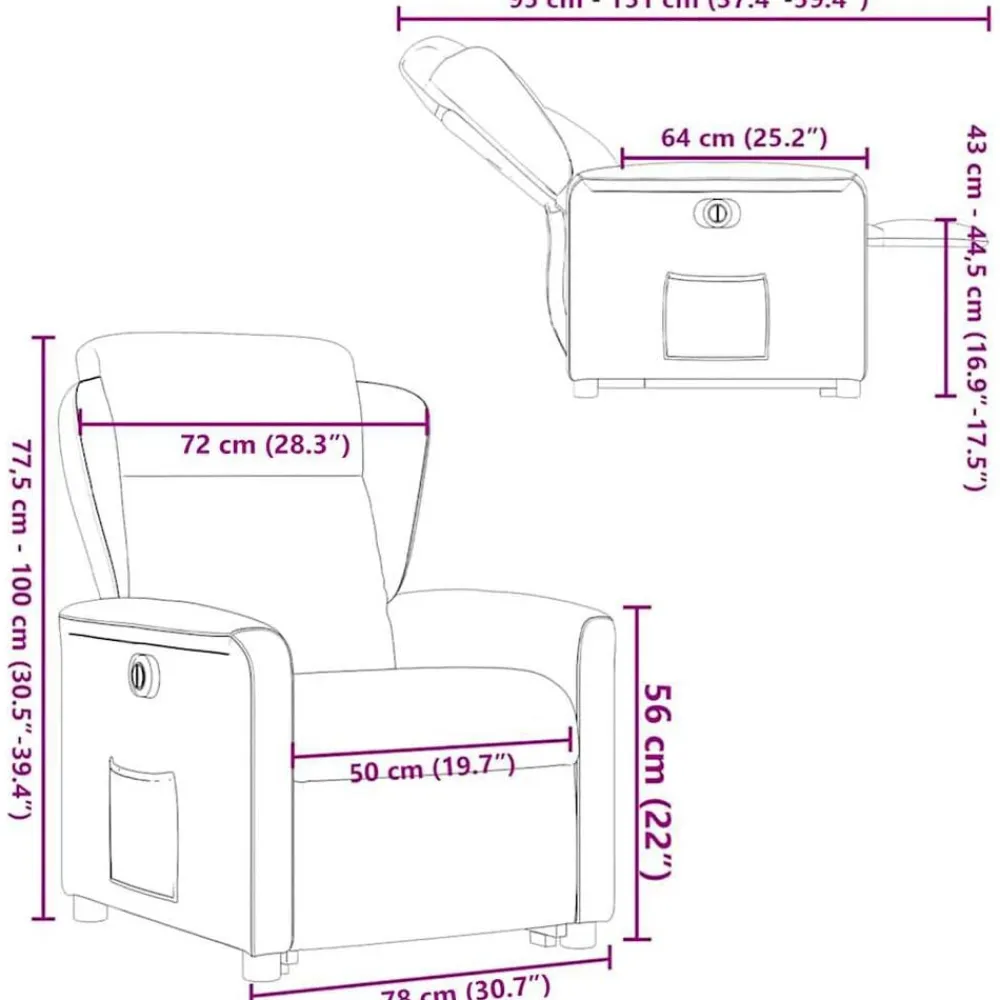 vidaXL Sillas-Sillón eléctrico reclinable elevable de tela color