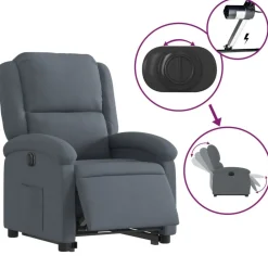vidaXL Sillas-Sillón eléctrico reclinable elevable de terciopelo