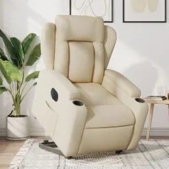 vidaXL Sillón eléctrico reclinable elevable de tela color Crema Clearance