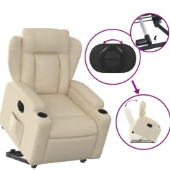 vidaXL Sillón eléctrico reclinable elevable de tela color Crema Clearance