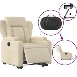 vidaXL Sillón eléctrico reclinable elevable de tela color Crema Clearance
