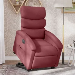 vidaXL Sillón eléctrico reclinable elevable de tela rojo tinto Rojo vino tinto Clearance