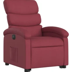 vidaXL Sillón eléctrico reclinable elevable de tela rojo tinto Rojo vino tinto Clearance