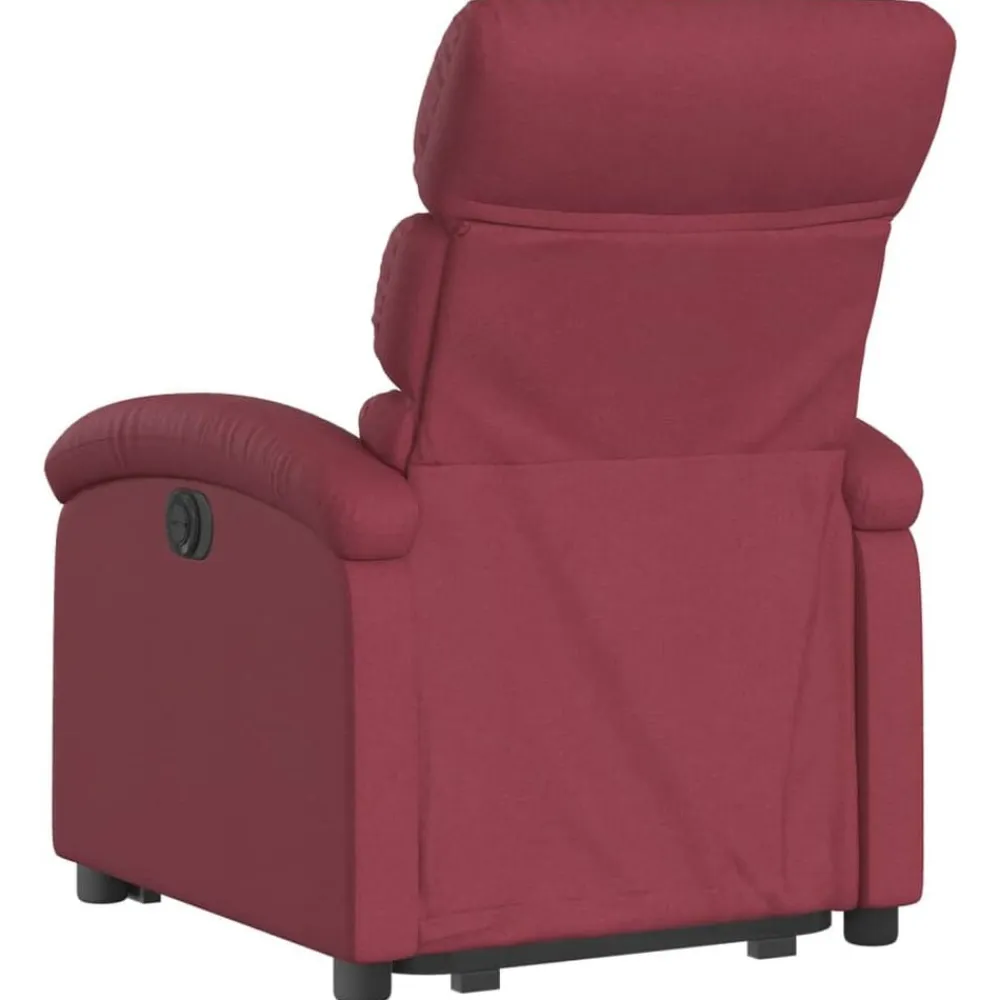 vidaXL Sillón eléctrico reclinable elevable de tela rojo tinto Rojo vino tinto Clearance