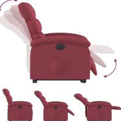 vidaXL Sillón eléctrico reclinable elevable de tela rojo tinto Rojo vino tinto Clearance