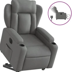 vidaXL Sillón eléctrico reclinable elevable de tela Gris oscuro Outlet