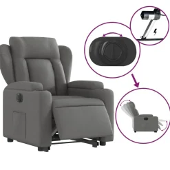 vidaXL Sillón eléctrico reclinable elevable de tela Gris oscuro Outlet