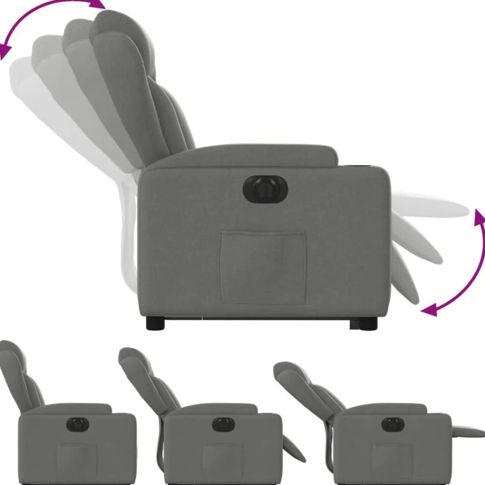vidaXL Sillón eléctrico reclinable elevable de tela Gris oscuro Outlet