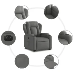 vidaXL Sillón eléctrico reclinable elevable de tela Gris oscuro Outlet