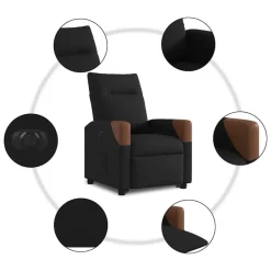 vidaXL Sillón eléctrico reclinable elevable de tela Negro Discount