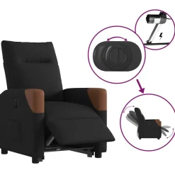 vidaXL Sillón eléctrico reclinable elevable de tela Negro Discount