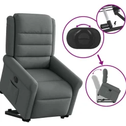 vidaXL Sillas-Sillón eléctrico reclinable elevable de tela