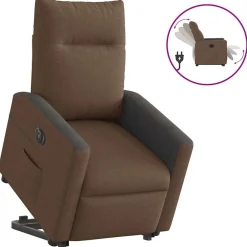 vidaXL Sillón eléctrico reclinable elevable de tela marrón Marrón Outlet