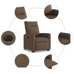 vidaXL Sillón eléctrico reclinable elevable de tela marrón Marrón Outlet