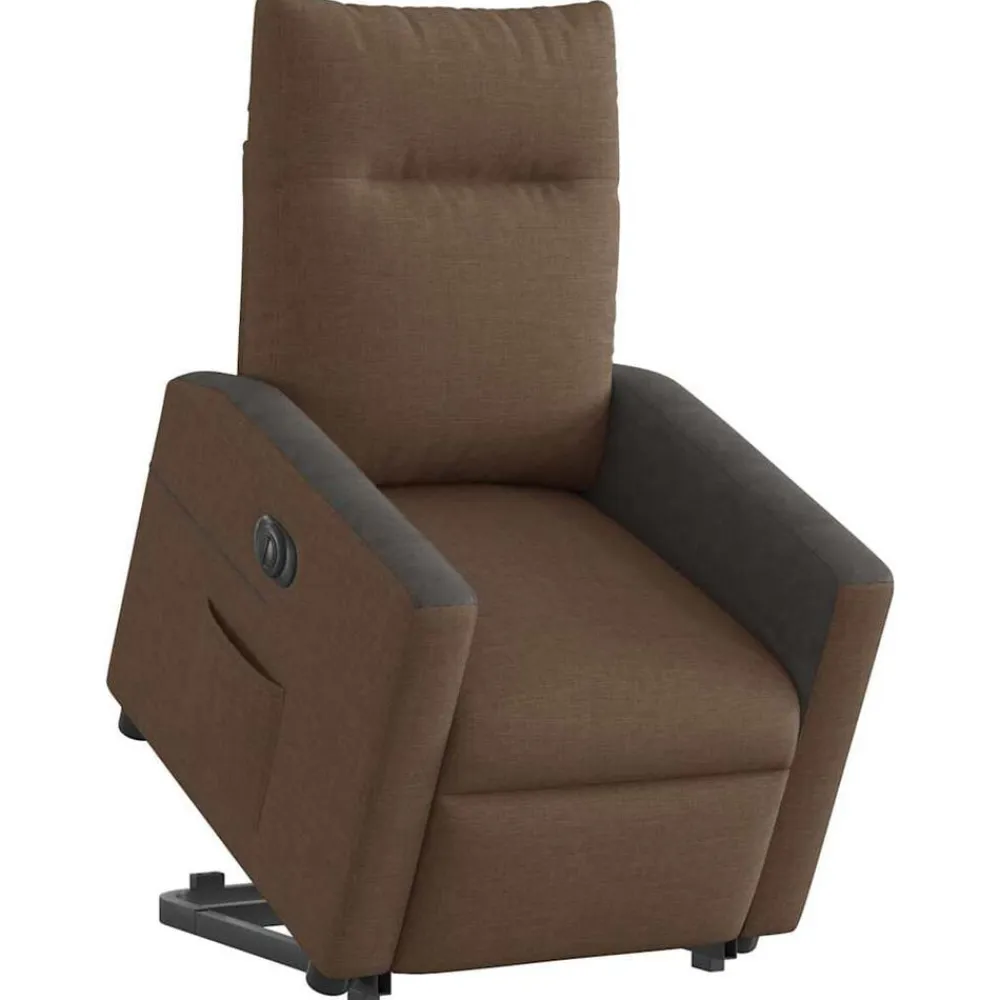 vidaXL Sillón eléctrico reclinable elevable de tela marrón Marrón Outlet