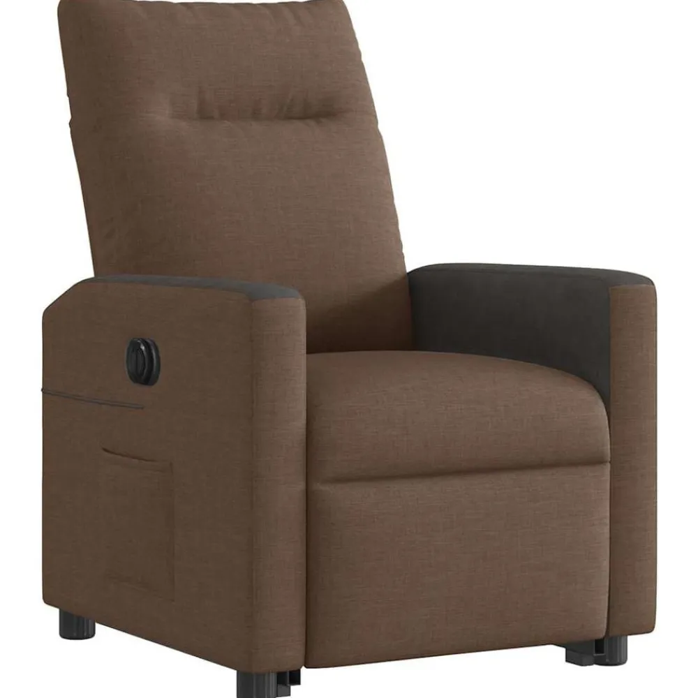 vidaXL Sillón eléctrico reclinable elevable de tela marrón Marrón Outlet