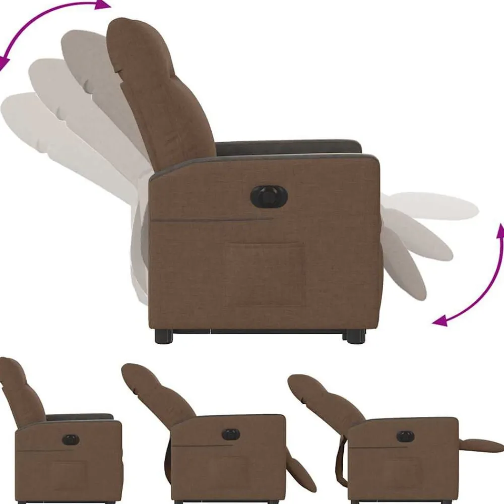 vidaXL Sillón eléctrico reclinable elevable de tela marrón Marrón Outlet