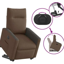 vidaXL Sillón eléctrico reclinable elevable de tela marrón Marrón Outlet